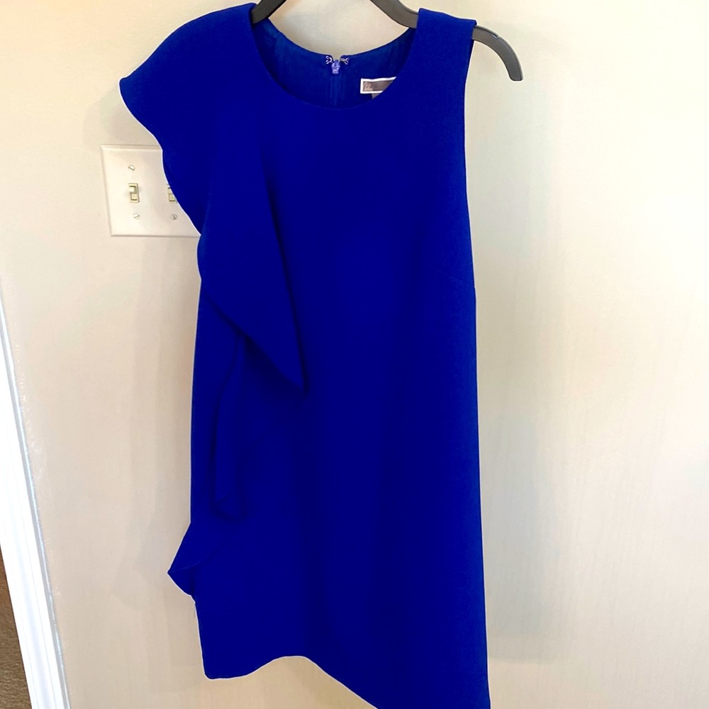 Blue Chelsea28 asymmetrical evening mini dress; like new